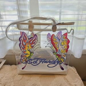 Ed Hardy Butterfly Clear Tote-NWT